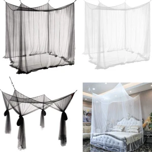 4 Corner Post Bed Curtain Canopy Mosquito Net Square Princess Fly Screen - Picture 1 of 34