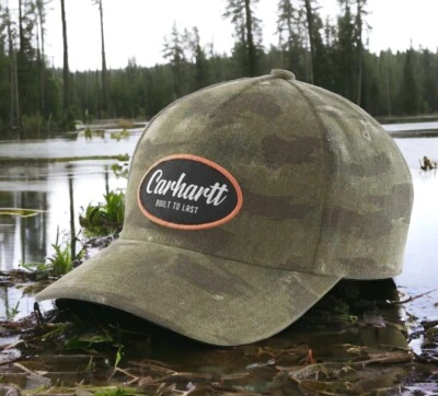 Chapéu CARHARTT Camuflado Lona Construído Para Último Patch Snapback Caça Caminhoneiro NOVO Frete Rápido - Imagem 1 de 4