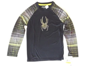 Camicia girocollo ragazzo Spyder lineare dry web baselayer nero acido taglia small S - Foto 1 di 1