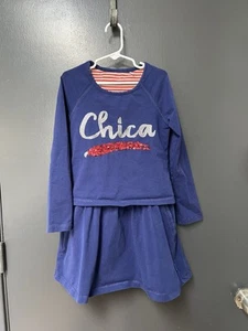 Oilily Girls Blue Red Sz 7Y Chica Long Sleeve Dress - Picture 1 of 5