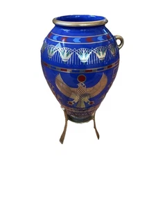 Franklin Mint Goldene Vase Bast Porzellan 23Kt Golddekor Ägyptischer HORUS - Bild 1 von 9
