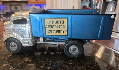 Camión de volteo Structo Construction Co. de colección azul con cabina plateada LEER POR FAVOR Foto 1 de 4