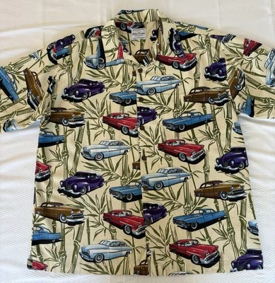 David Carey Originals Classic Cars Hawaiian Shirt Mens XL Button Up - Image 1 of 4