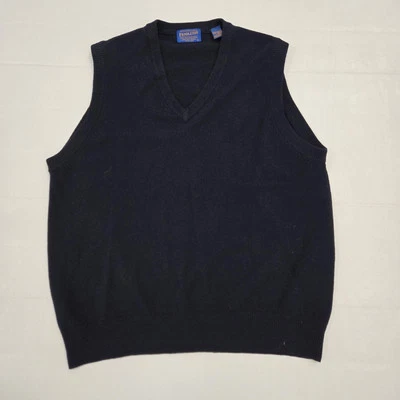 VTG PENDLETON Sweater Vest Mens Sz Large Navy Blue 100% Lambswool V-Neck Preppy  - Image 1 of 4