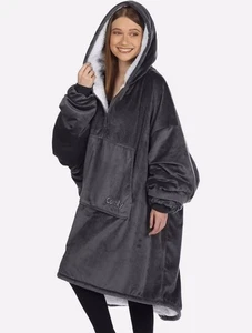 [NUEVO SIN ETIQUETAS] CÓMODA Sudadera con Capucha de Gran Tamaño Carbón Microfibra Sherpa Manta Usable - Sistema operativo - Imagen 1 de 8