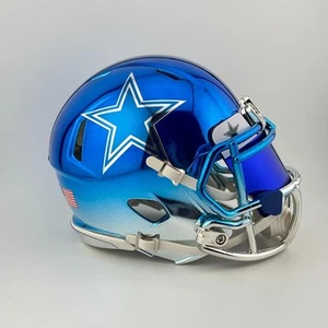 Dallas Cowboys CUSTOM 2-Tone Chrome with Visor Mini Football Helmet - Picture 1 of 3