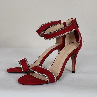 Nueva Sandalia Adrienne Vittadini Gracy Cuero Rojo Adornado Stiletto Talla 7.5M Foto 1 de 4