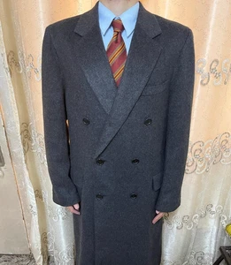 1980s vintage 100% pure cashmere classic Canadian made gray db over coat 44L - Picture 1 of 13