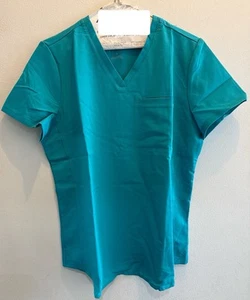 Fabletics Scrub Top Vital 1- Medium Teal Pocket Scrub Top V Neck NWT - Picture 1 of 2