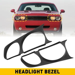 2x Front Headlight Cover Bezel Lamp Gille Cap For 2008-14 Dodge Challenger EOM - Picture 1 of 13
