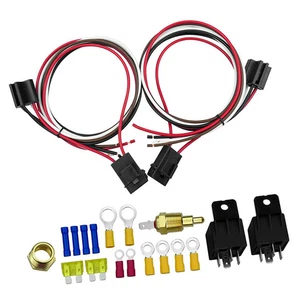 Car Dual Electric Cooling Fan Wire Harness Kit Electric Fan Relay Kit Radiator - Picture 1 of 10