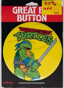 VINTAGE TEENAGE MUTAN NIJA TURTLE BUTTON 6" LEONARDO NEU UNBENUTZT - Bild 1 von 4