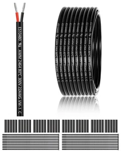 22 Gauge 2 Conductor Electrical Wire 100FT, UL 2464 22 AWG 2 Black  - Picture 1 of 7