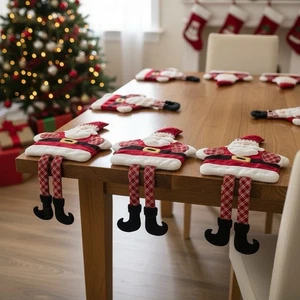 Pottery Barn Kids Christmas Santa Placemats Set of 3 Holiday Fabric Dangly Legs - Picture 1 of 9