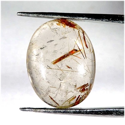 9.70 Carat Natural Copper Needle Rutile Quartz Oval Cabochon Loose Gemstone - Image 1 of 2