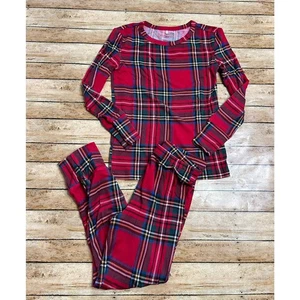 Posh Peanut Red Tartan Bamboo Christmas Pajama Set 5/6 - Picture 1 of 4