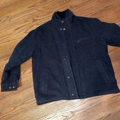 Alfani Black Wool Blend Full Zip Winter Pea Coat Jacket Mens Size XL - Image 1 of 4