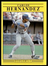 1991 Fleer Carlos Hernandez Rookie Los Angeles Dodgers #207