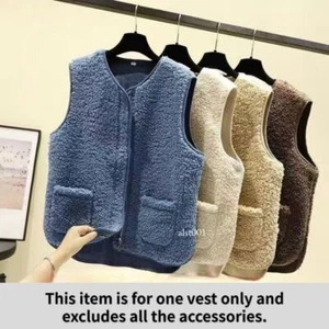 Lady Sherpa Fleece Vest Jacket Cardigan Sleeveless Outwear Gilet Bodywarmer Vest - Picture 1 of 32