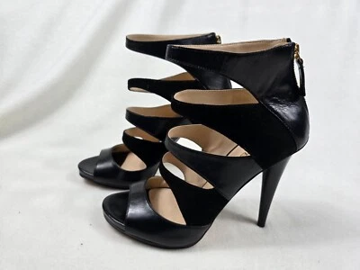 Nine West Amability Negro Tirantes Tacón Alto Punta abierta Cierre de Cremallera Talla 8 Foto 1 de 4