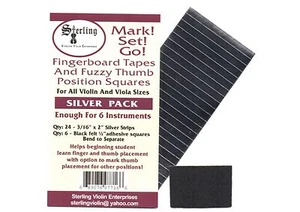 Sterling Mark!Set!Go! silver violin viola fingerboard tapes & felt thumb squares - Imagen 1 de 3