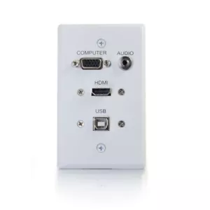 HDMI, VGA, 3,5 mm Audio & USB Pass Through Single Gang Wandplatte - Weiß - C2G - Bild 1 von 5
