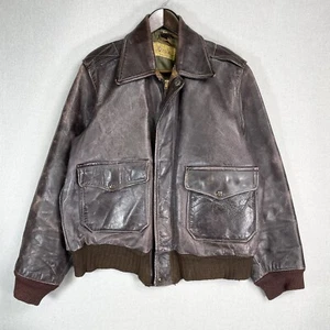 VINTAGE 40s Grais Leather Bomber Jacket Mens Size 46 L/XL WWII A2 Flight 1940s - Bild 1 von 23