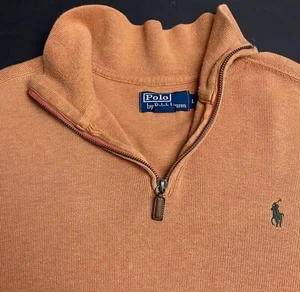 Herren Polo Ralph Lauren 100 % Baumwolle Kragen 1/4 Reißverschluss Pullover Pullover L E8 - Bild 1 von 6
