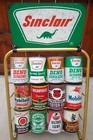 Sinclair Veedol Tydol Oilzum 12 Quart Motor Oil Can Display Rack Vintage Style