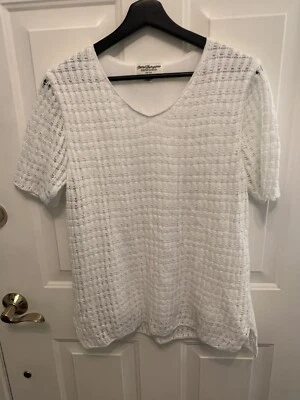 Norm Thompson Crochet Sweater with Lining White size small — 第 1/4 张图片