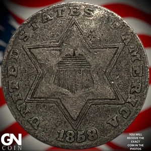 1858 3 Cent Silver Piece Y8436 - Picture 1 of 2