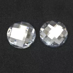 20 perline trasparenti flatback acrilico grande cucito strass rotonde da cucire 30 mm - Foto 1 di 6