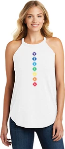 Womens Yoga Tank Top Diamond Chakras Triblend Rocker Tanktop - Picture 1 of 10