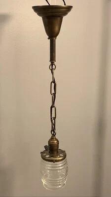 24” Antique Brass Pendant Light Fixture W/ Clear Beehive Globe 3i - Image 1 of 3