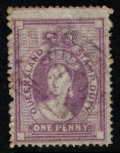 Australia Queensland 1871 1872 1d Penny mauve SGF16 Used - Bild 1 von 1