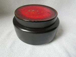 Karlsruhe Majolika Keramik große Deckeldose schwarz/rot rund 15x9cm gemarkt 7518 - Bild 1 von 7