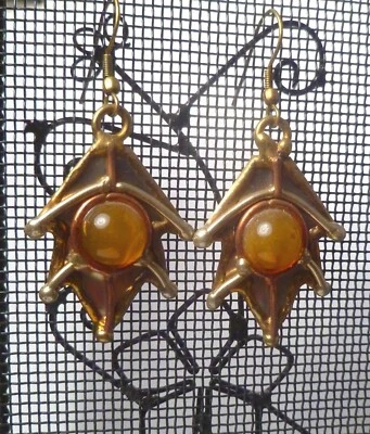 红玉髓耳环德国银铜黄铜首饰三金属 — 第 1/4 张图片