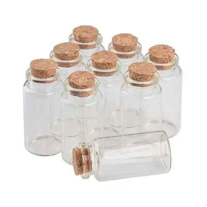 lotto 5 pcs pezzi bottiglie vetro mini bigiotteria fai da te tappo 4 cm - Foto 1 di 2