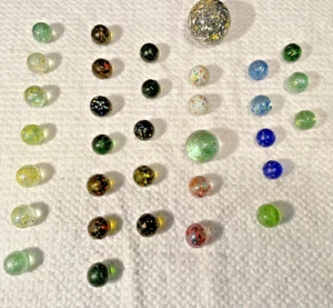 33 Glass Marbles Vintage Confetti Clear Speckled Multicolor Bumpy Vintage Mixed - Picture 1 of 15