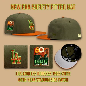 New Era Los Angeles Dodgers 59FIFTY Hat Cap 60th Year Stadium Side Patch 7 5/8 - Picture 1 of 9