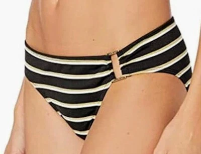 RALPH LAUREN BLACK STRIPES GOLD TONE RING  HARDWARE SWIM BOTTOM 14 - Image 1 of 4