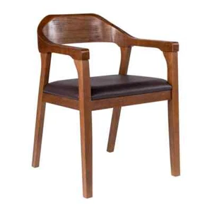 Rasmus Chestnut Wire-Brush Dining Arm Chair with Cushion - Picture 1 of 6