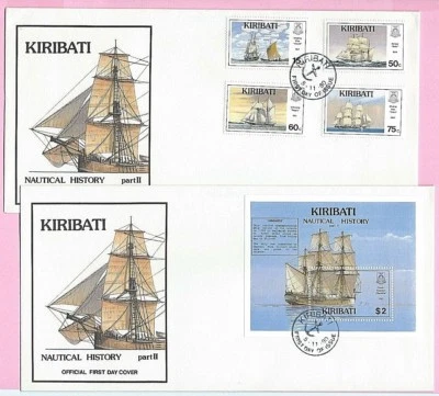 KIRIBATI 1990 Pair FDC's -  NAUTICAL HISTORY Part II  (SG 343/6 & MS347)  FDI - Image 1 of 3