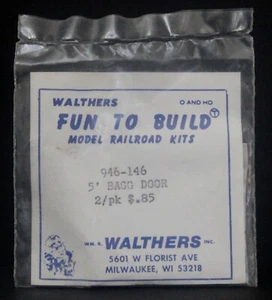 Paquete de 2 latas vintage Walthers 946-146 escala O escala 5' equipaje puerta - Imagen 1 de 2