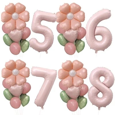Globos 15 piezas 40" rosa pastel flor crema número cumpleaños edad fiesta decoración Foto 1 de 4
