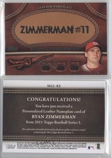 2011 Topps Manufactured Glove Leather Nameplate Ryan Zimmerman #MGL-RZ