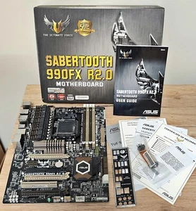ASUS Sabertooth 990FX R2.0 DDR3 Socket AM3+ AMD 990FX Gaming Motherboard /w BOX - Picture 1 of 16