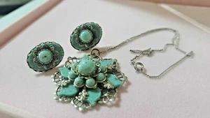 HIGH END *RARE* AMAZINGLY GORGEOUS VINTAGE NECKLACE PENDANT EARRINGS SET!! - Picture 1 of 4
