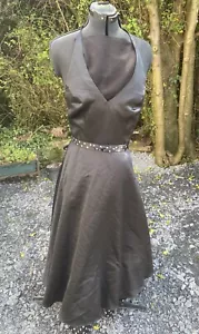 Morgan & Co Black Satin 50's Style Halterneck Dress US 5/6 UK 8/10 - Picture 1 of 5