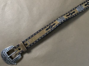 Ariat 32 San Juan Belt Tan / Coffee Western Leather Limited Edition 2007 Buckle - Picture 1 of 18